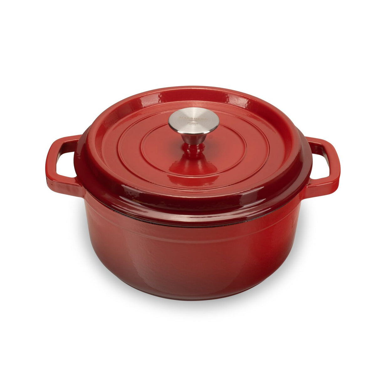 HAUSBERG HB-H744 zománcozott öntöttvas edény fedővel, 4 literes űrtartalom, 24 cm átmérő, 11 cm mélység, tapadásmentes belső bevonat