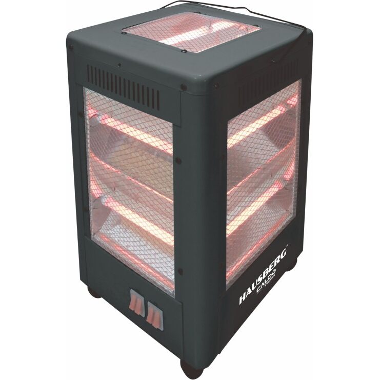 Elektromos radiátor 5 oldalas HAUSBERG HB-8804NG, 2200W, 10 kvarccső, 5 teljesítményfokozat, borulásgátló biztonsági kapcsoló
