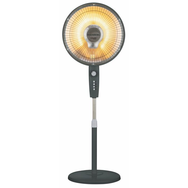 Ventilátoros halogén hősugárzó HAUSBERG HB-8810NG, 1000W, 2 fokozat, 70°-os oszcilláció, 1 órás időzítő, állítható magasság