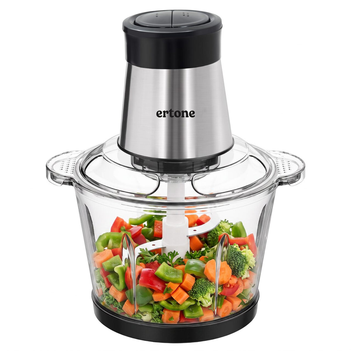 ERTONE ERT-243IN elektromos aprítógép, 500 W, 2 sebességfokozat, rozsdamentes acél tál, fekete/inox