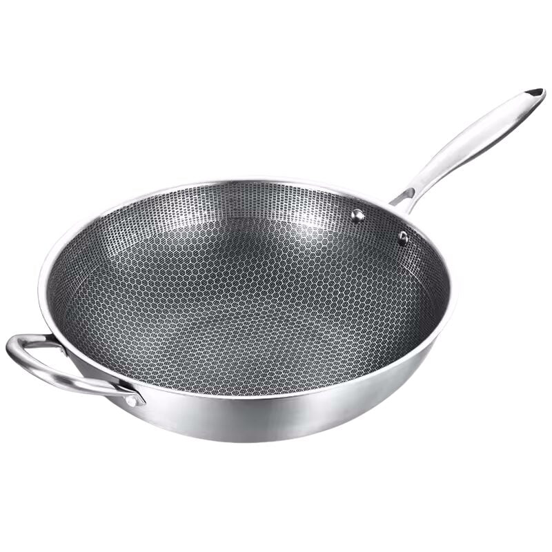 Hausberg HB-H LUX 848 wok serpenyő, 34 cm, rozsdamentes acél, indukciós, tapadásmentes, méhsejt mintás belső