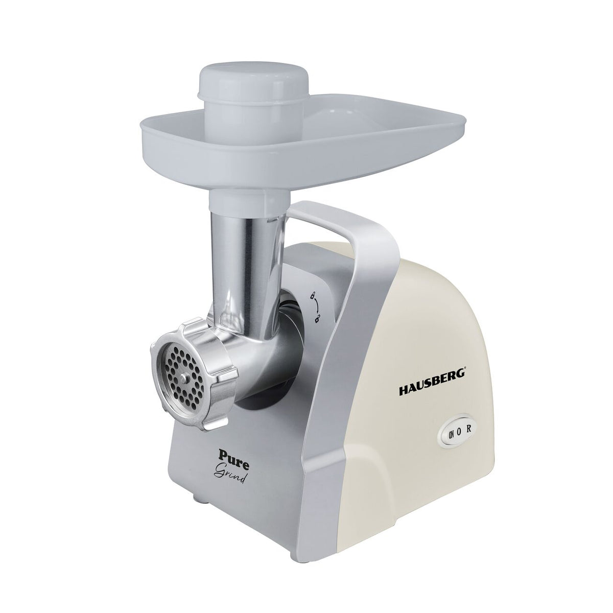 HAUSBERG Pure Grind 3 az 1-ben elektromos húsdaráló, 1100W, paradicsompasszírozó, daráló és kolbásztöltő kiegészítővel