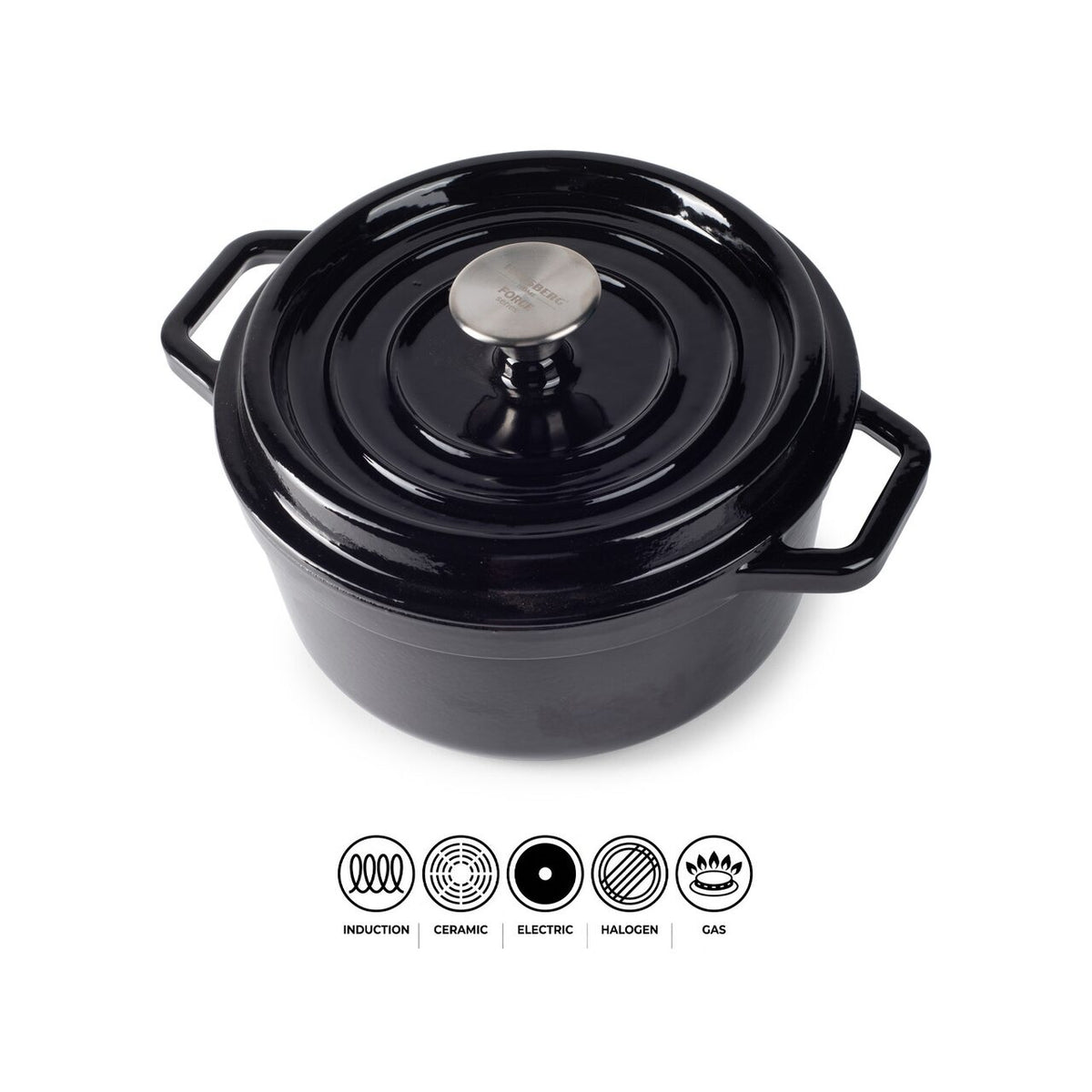 Hausberg HB-H742NG zománcozott öntöttvas lábas, 22 cm, 3 l, fekete
