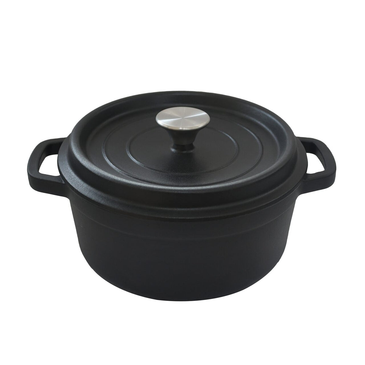 HAUSBERG HB-H748NG zománcozott öntöttvas lábas fedővel, 6 literes űrtartalom, 28 cm átmérő, 13 cm mélység, tapadásmentes belső bevonat, fekete