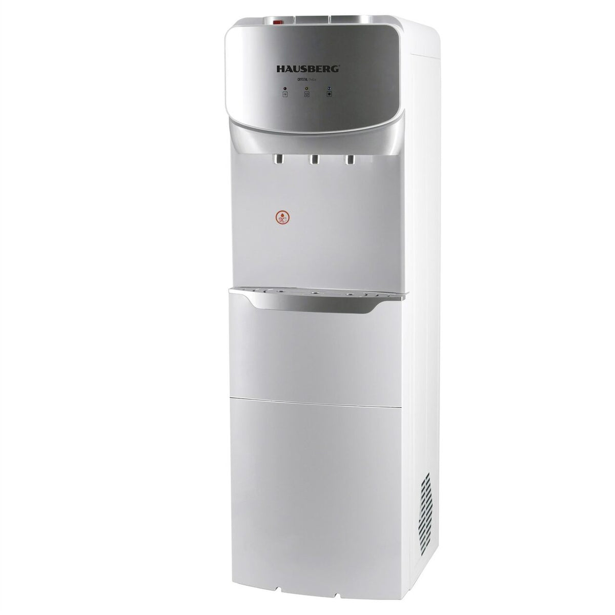 Hausberg HB-6033 Vízadagoló Jégkészítővel, 650W, 3 Csap, Kompresszoros Hűtés, 15kg/24h Jégkapacitás, Ezüst/Fekete