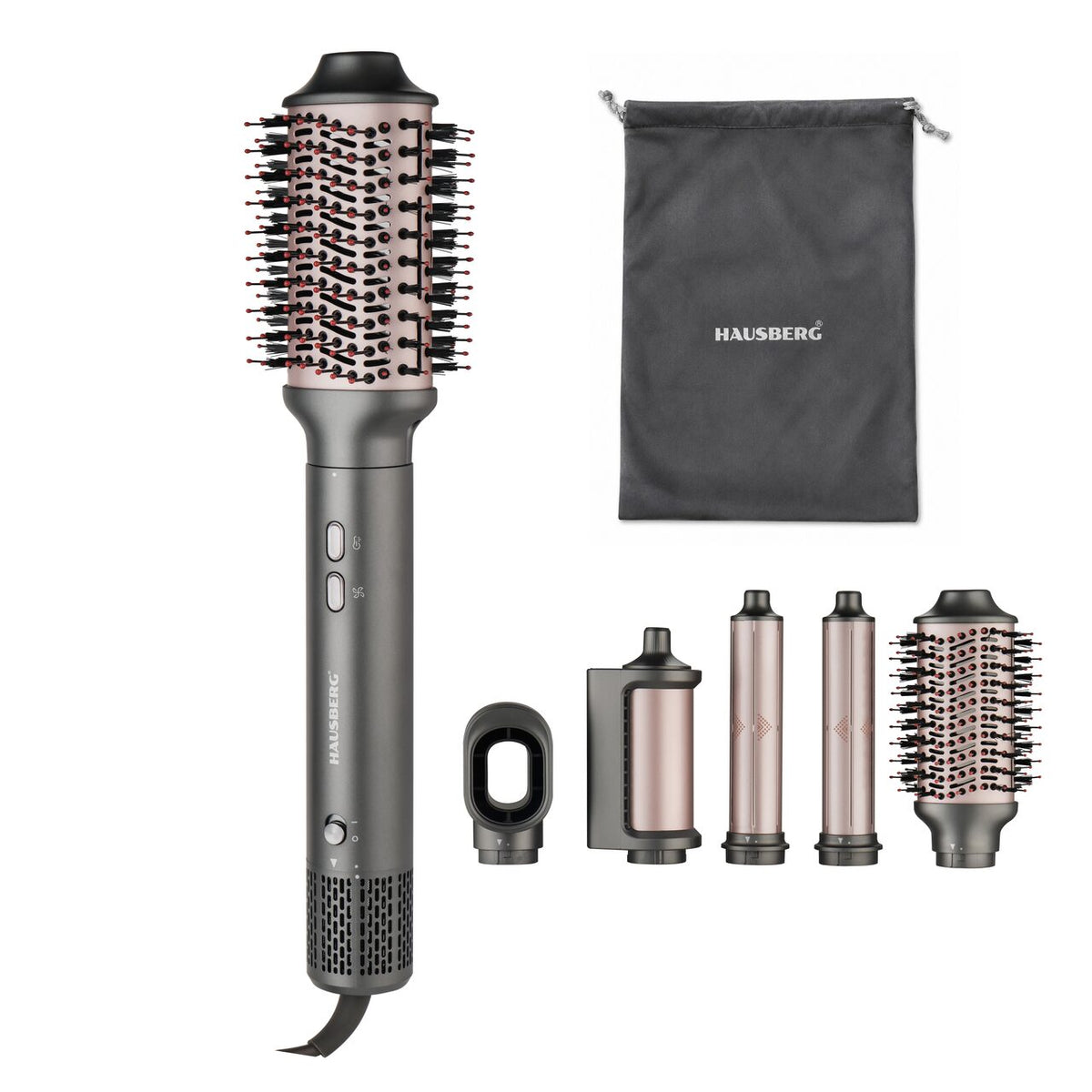 Hausberg HB-PROX18GR multifunkcionális hajformázó készlet, BLDC motor, ionizáló funkció, 1400 W, 5 tartozék
