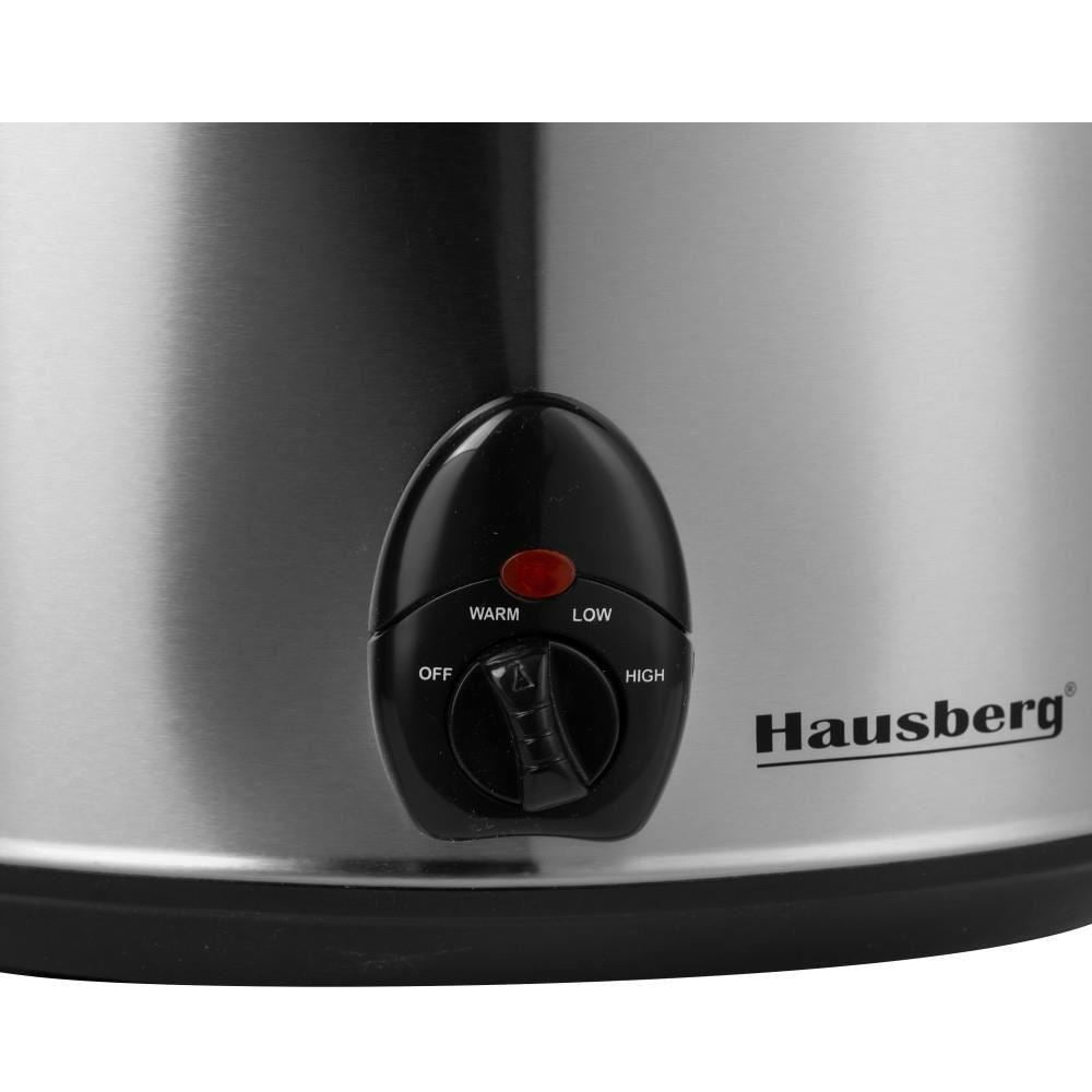 Hausberg HB-1300 elektromos lassúfőző fedővel, hőálló üveg, 3,5 L, 200 W