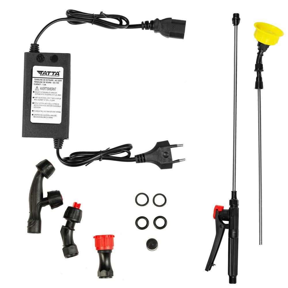 Tatta TP-2022A háti permetező (vermorel), akkumulátoros, 12V 8Ah, 1A töltő, 3.6 lpm motor, 20L-es tartály