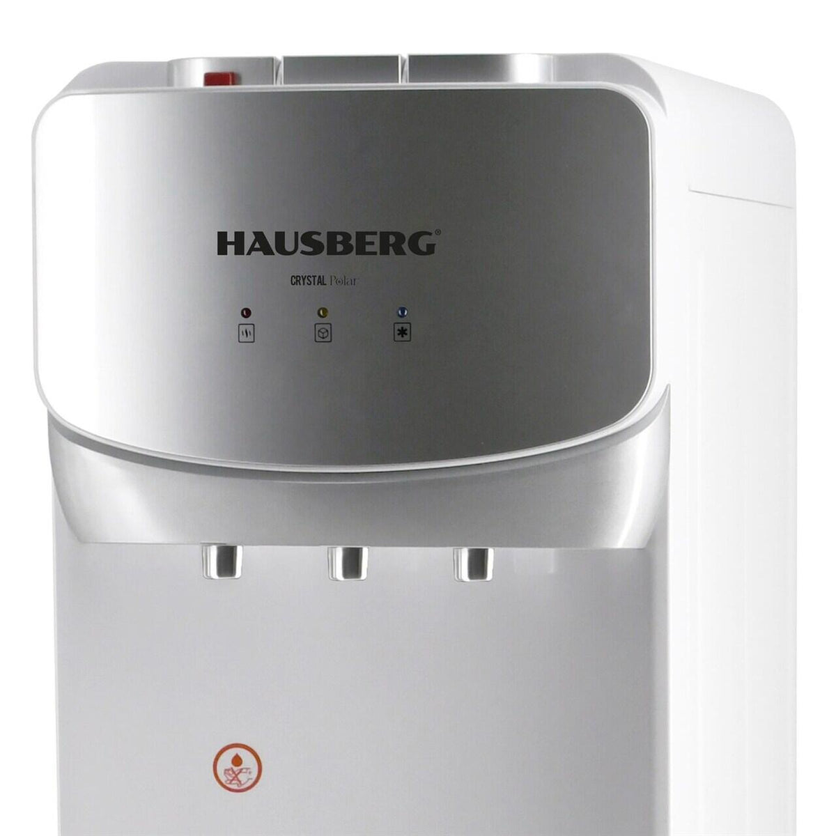 Hausberg HB-6033 Vízadagoló Jégkészítővel, 650W, 3 Csap, Kompresszoros Hűtés, 15kg/24h Jégkapacitás, Ezüst/Fekete