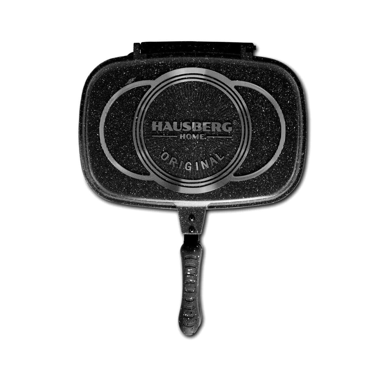 Hausberg HB-H1540NG Dupla Grill Serpenyő, tapadásmentes belső, 36 cm, márvány bevonat
