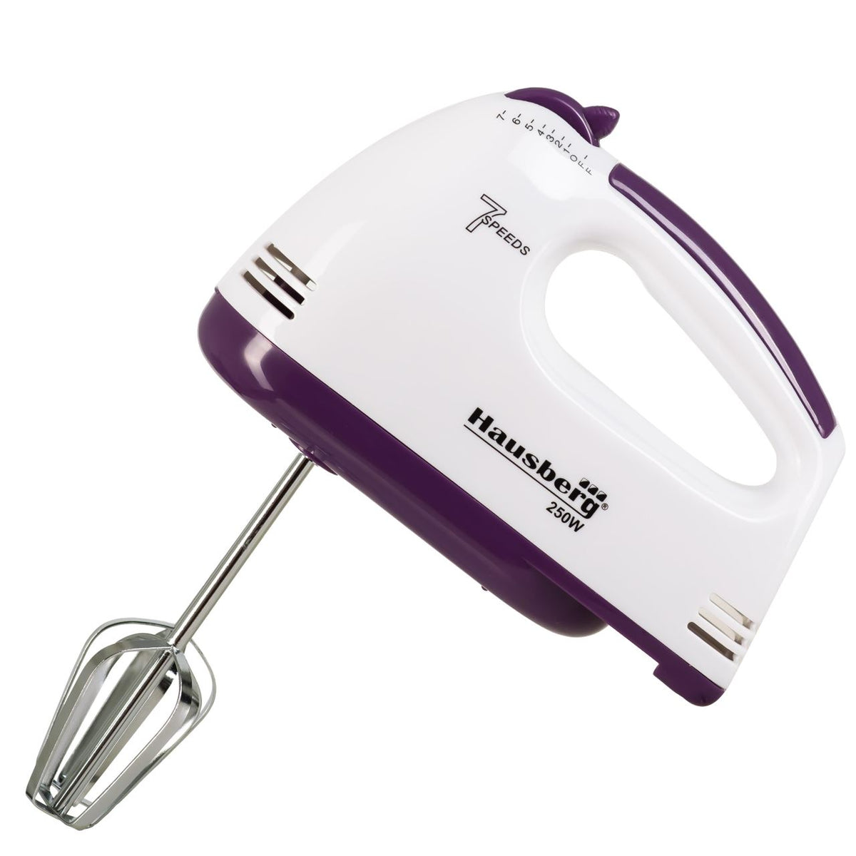 Kézi mixer, Hausberg HB-4112MV, fehér/lila, 250 W, 7 sebességfokozat
