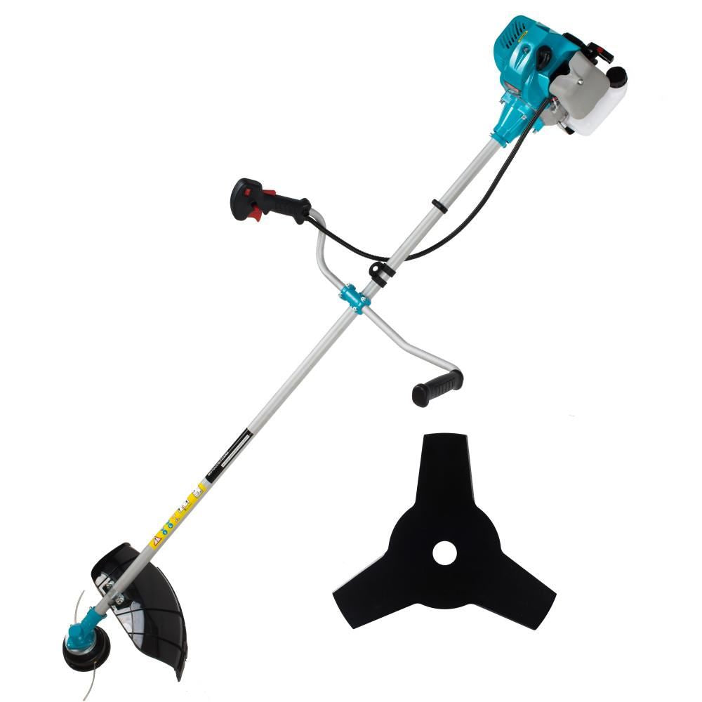 Tatta TM430 bozótvágó, 43 cm³, 3,4 LE, motorfordulatszám terhelés alatt 9000 ford./perc, alapjárati fordulatszám 3000 ford./perc, üzemanyagtartály 1200 ml, 1500 mm