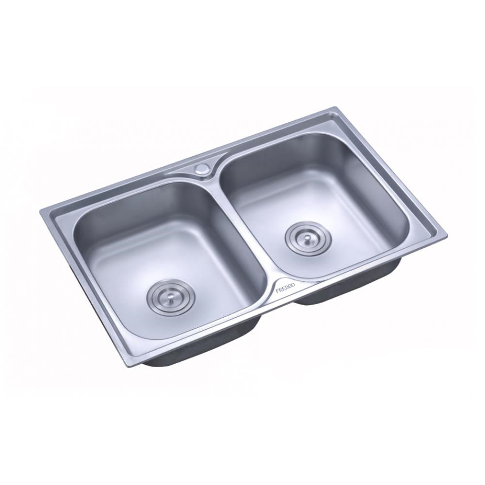 Freddo SN9027 mosogató, munkalapra, 78*43,5 cm, szatén, 2 medence, rozsdamentes acél
