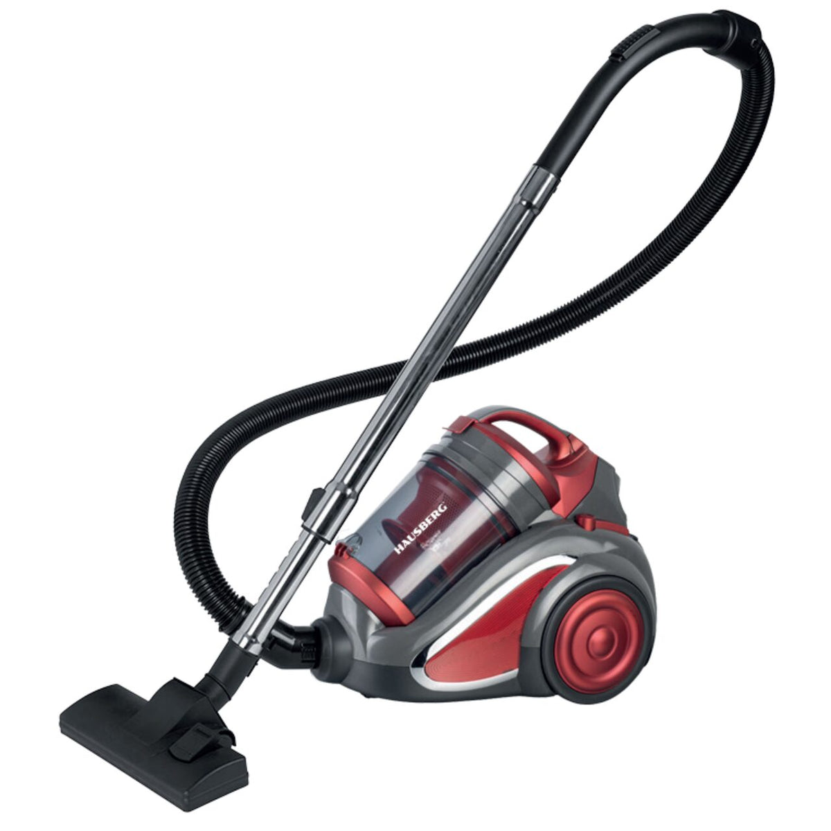 Hausberg HB-2820RS porzsák nélküli porszívó, 2200 W, 4,5 liter, 85 dB, mosható szűrő, multiciklon rendszer, fekete/piros