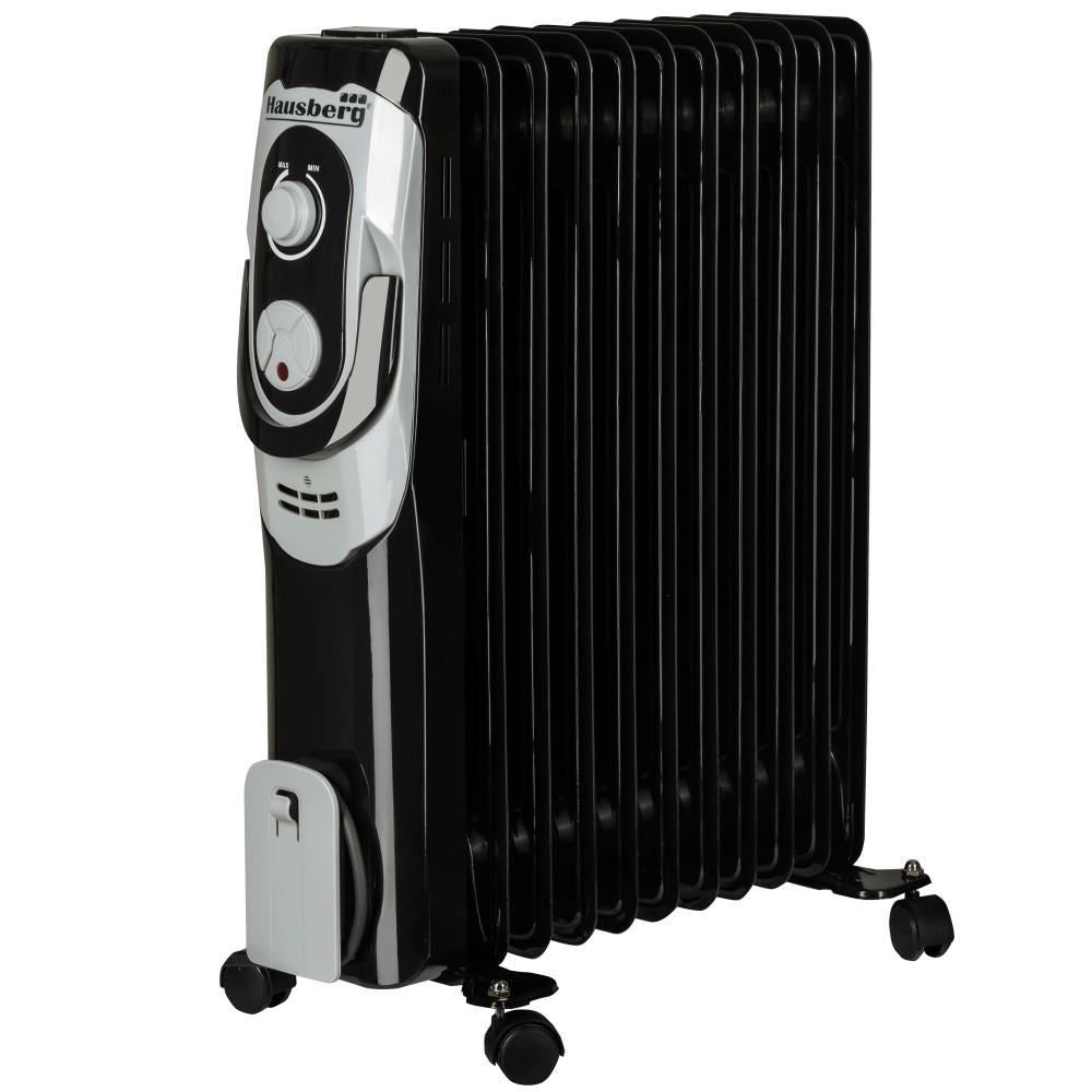 Hausberg HB-8920NG elektromos olajradiátor, 2500 W, 11 tagú, 3 teljesítményfokozat, állítható termosztát, fekete
