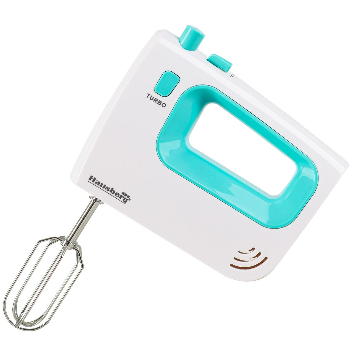 Hausberg HB-4120BL kézi mixer, 300W, 5 sebességfokozat, Turbo funkció, fém habverő és dagasztókarok, kék/fehér