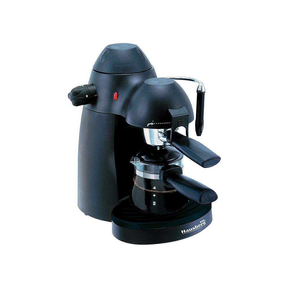 Hausberg HB-3710 eszpresszó kávéfőző - 650 W - 3,5 bar - 4 csésze - 2 funkció - fekete