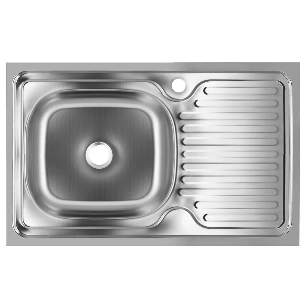 Sanitec SN7002S konyhai mosogató, pultra szerelhető, 76x43.5cm, bal medencés, 16cm mély, vízkőmentes, rozsdamentes acél