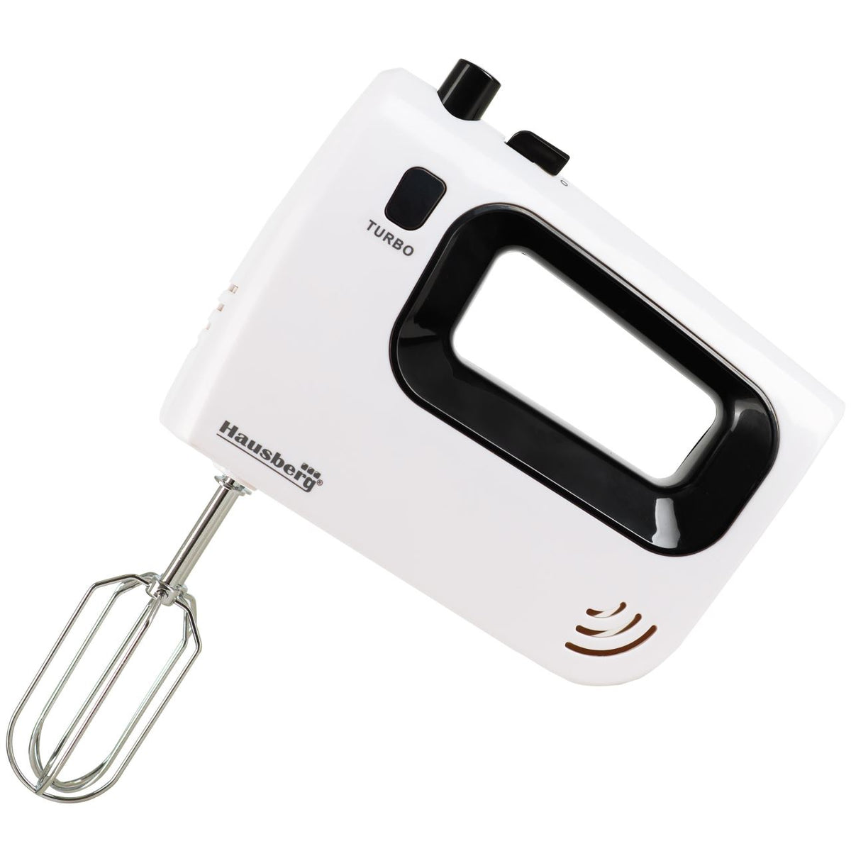 Hausberg HB-4120NG kézi mixer, 300W, 5 sebességfokozat, Turbo funkció, fém habverők és dagasztókarok, fekete/fehér