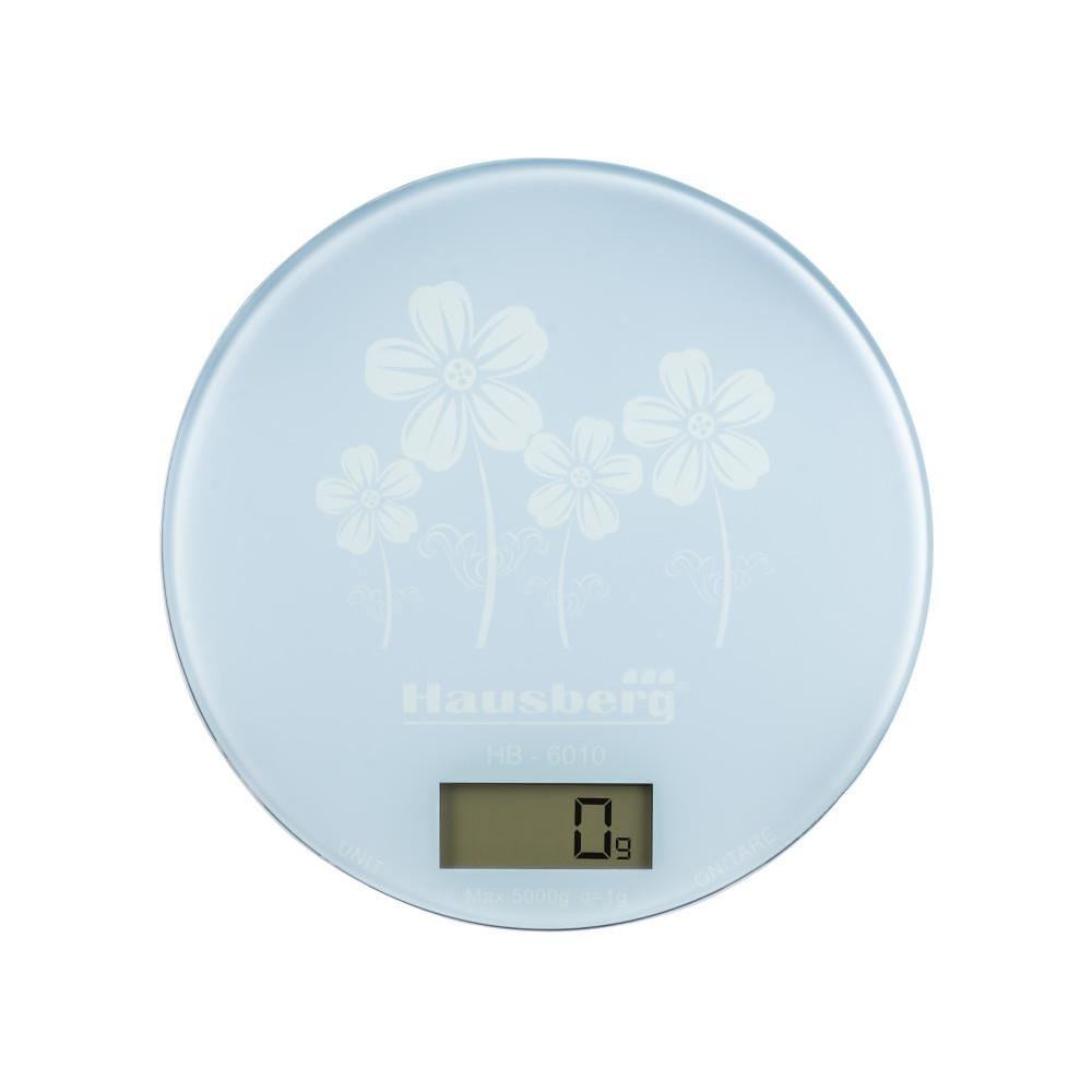 Hausberg HB-6010AB konyhai mérleg, 5kg, Tára funkció, Automatikus kikapcsolás, Fehér