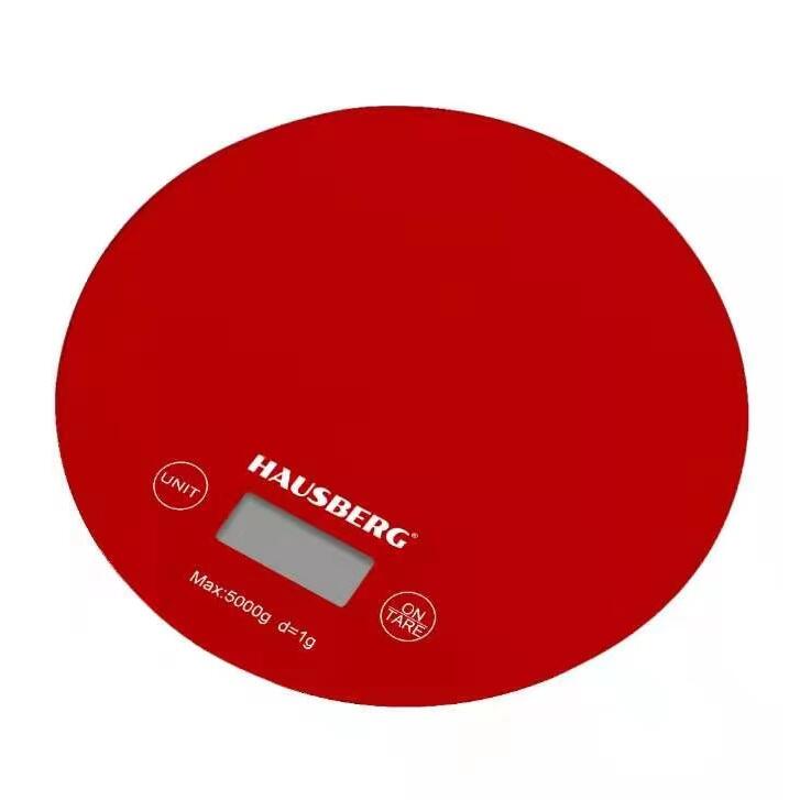Hausberg HB-6010RS konyhai mérleg, 5kg, Tára funkció, Automatikus kikapcsolás, Piros