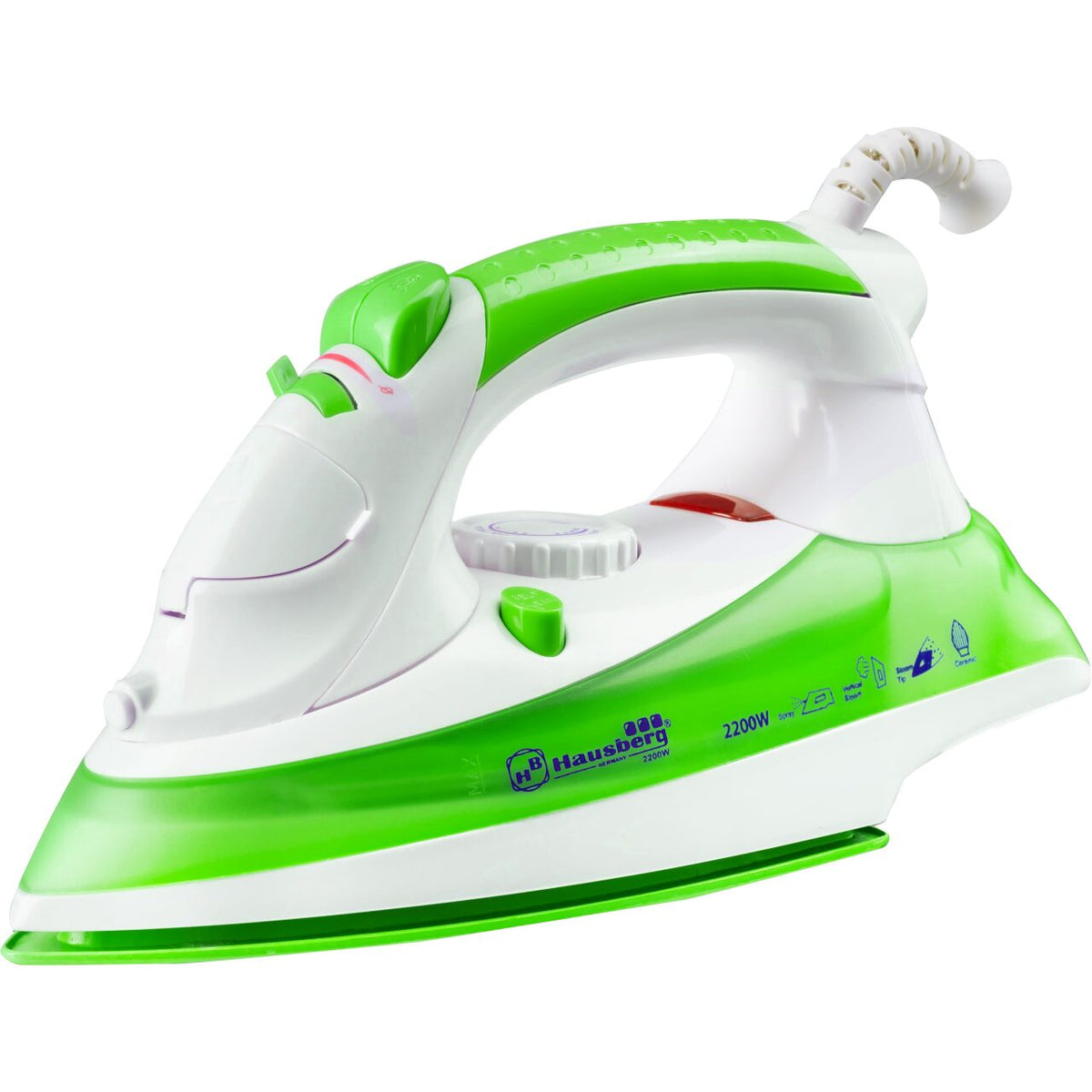 Hausberg HB-7805VR gőzölős vasaló, 2300W, 165ml, kerámia talp, 12g/perc gőzlöket, 25g/perc függőleges gőz, csepegésgátló rendszer, öntisztító rendszer