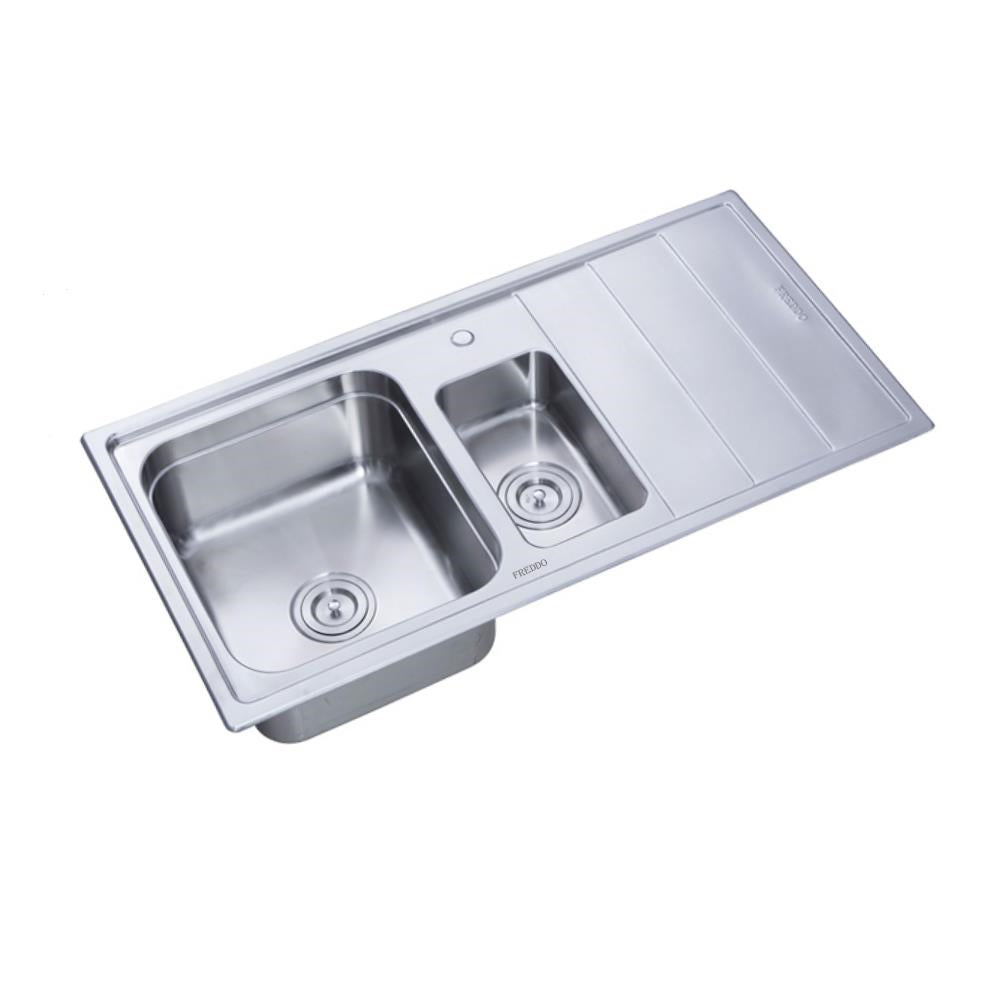 Freddo SN9012S mosogató - Bal oldali kétmedencés - Vízkőgátló - Rozsdamentes acél - 97*50 cm