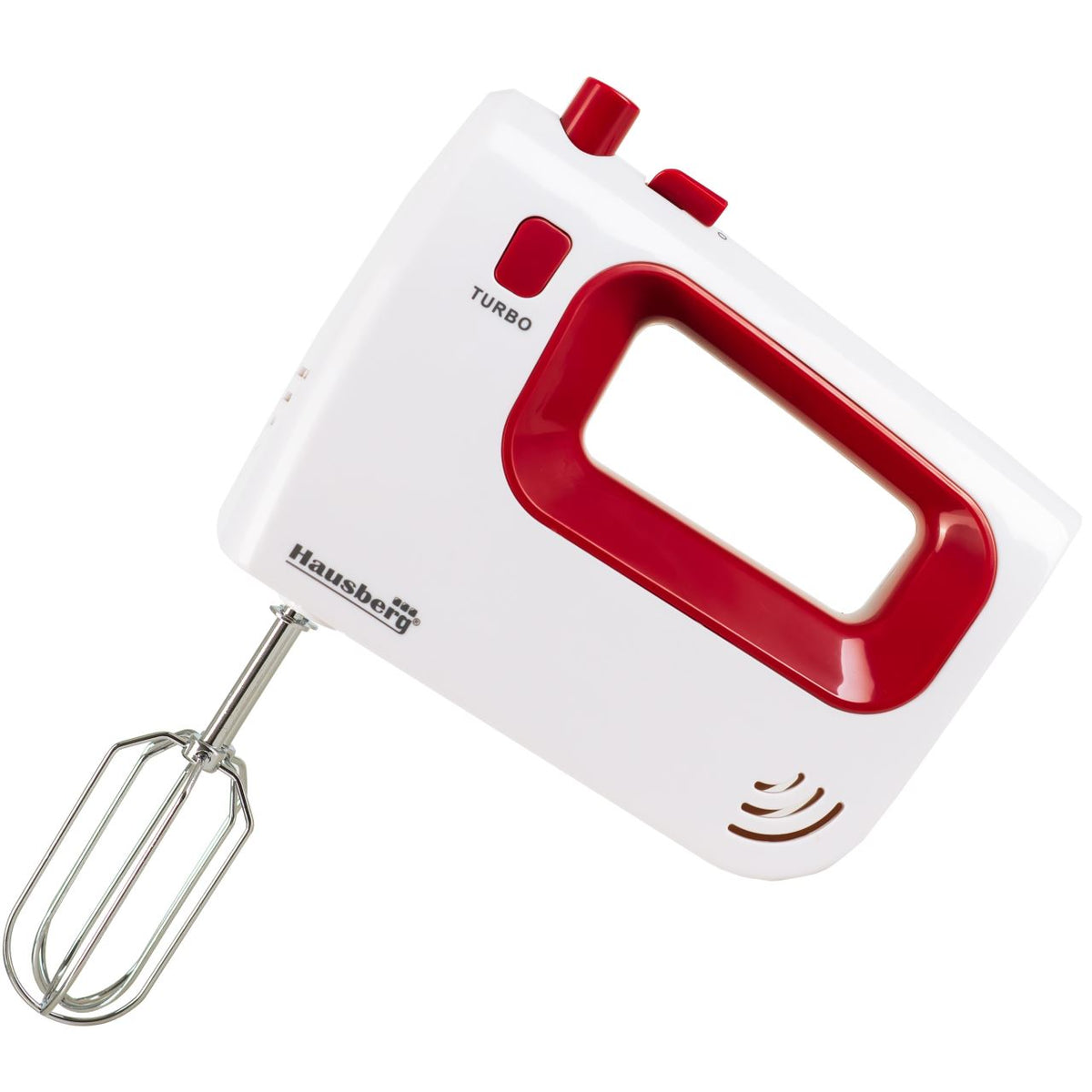 Hausberg HB-4120RS kézi mixer, 300W, 5 sebességfokozat, Turbo funkció, fém habverők és dagasztókarok, piros/fehér