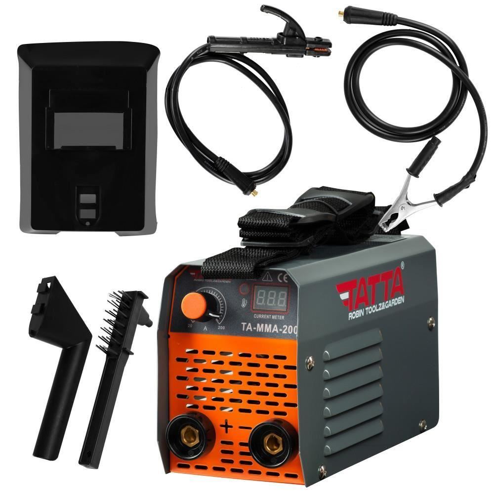 Tatta TA-MMA-200 hegesztőgép, 7.1 kVA felvett teljesítmény, 85% hatékonyság, 1.6-3.2 mm elektróda, tartozékokkal