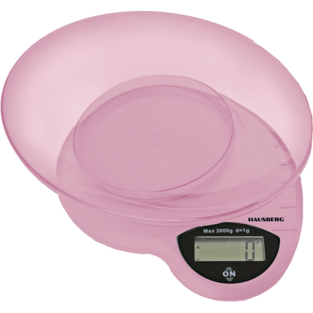 Hausberg HB-6015RZ konyhai mérleg, 3kg, műanyag tállal, rózsaszín