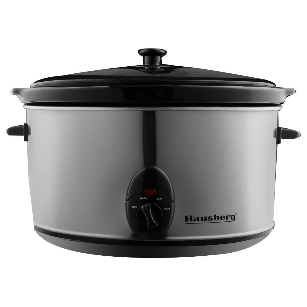 Hausberg HB-1300 elektromos lassúfőző fedővel, hőálló üveg, 3,5 L, 200 W