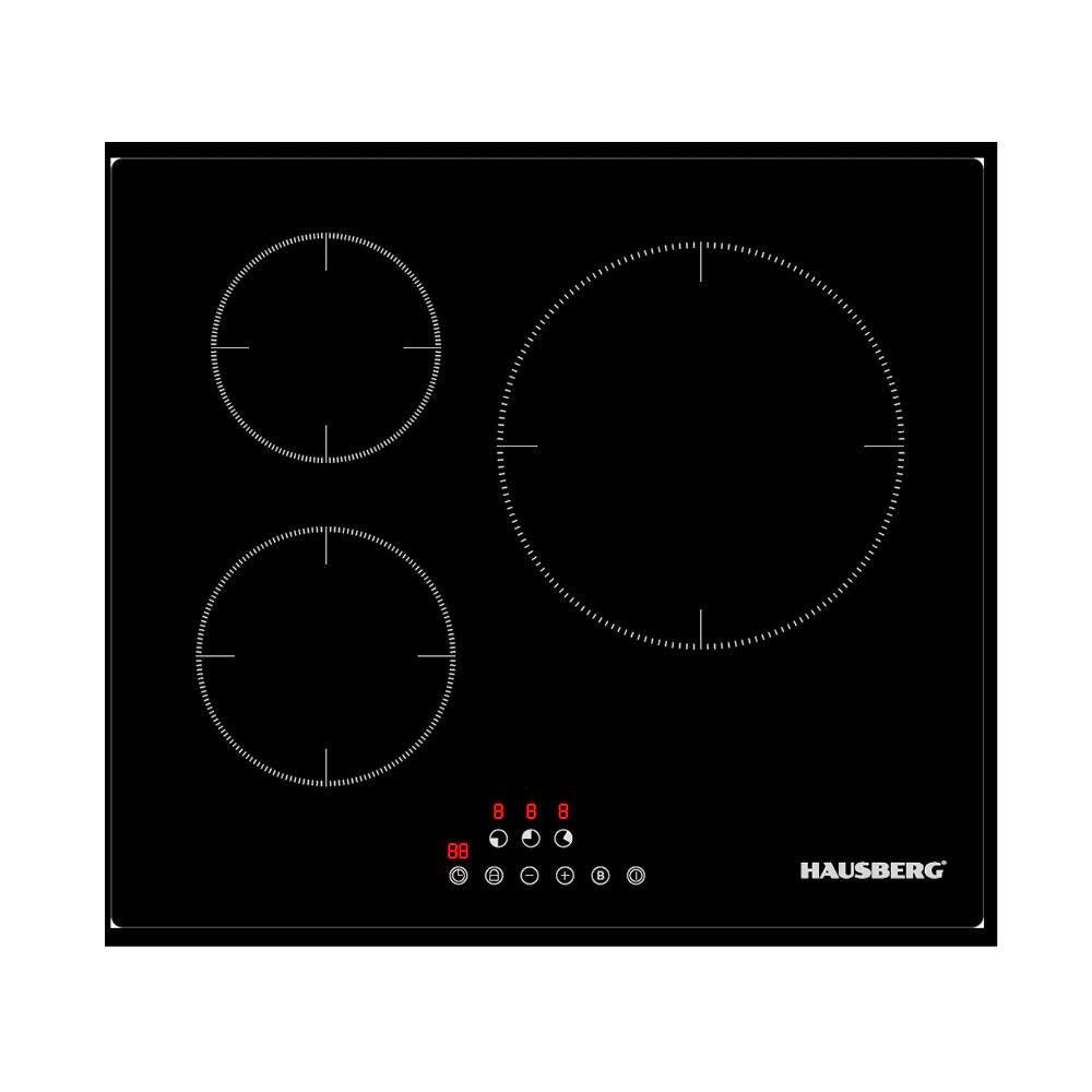 HAUSBERG HB1530 beépíthető főzőlap, elektromos, indukciós, 3 főzőzóna, PowerBoost, 60 cm
