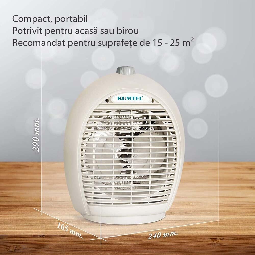 KUMTEL A6331 hőlégfúvó, 2000W, 3 teljesítményfokozat, ventilátor