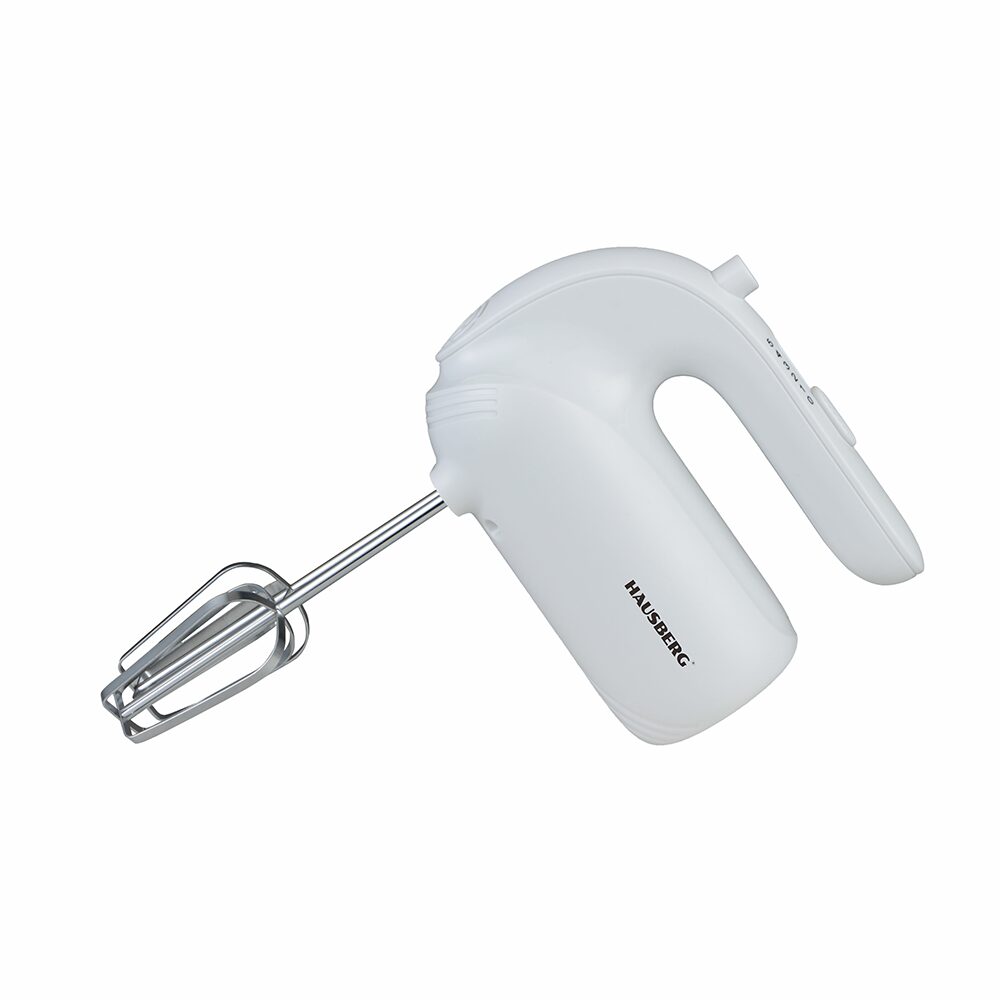 HAUSBERG HB-4215AB kézi mixer, 250W, 5 sebességfokozat, zajszint 85 dB, tartozékokkal, fehér