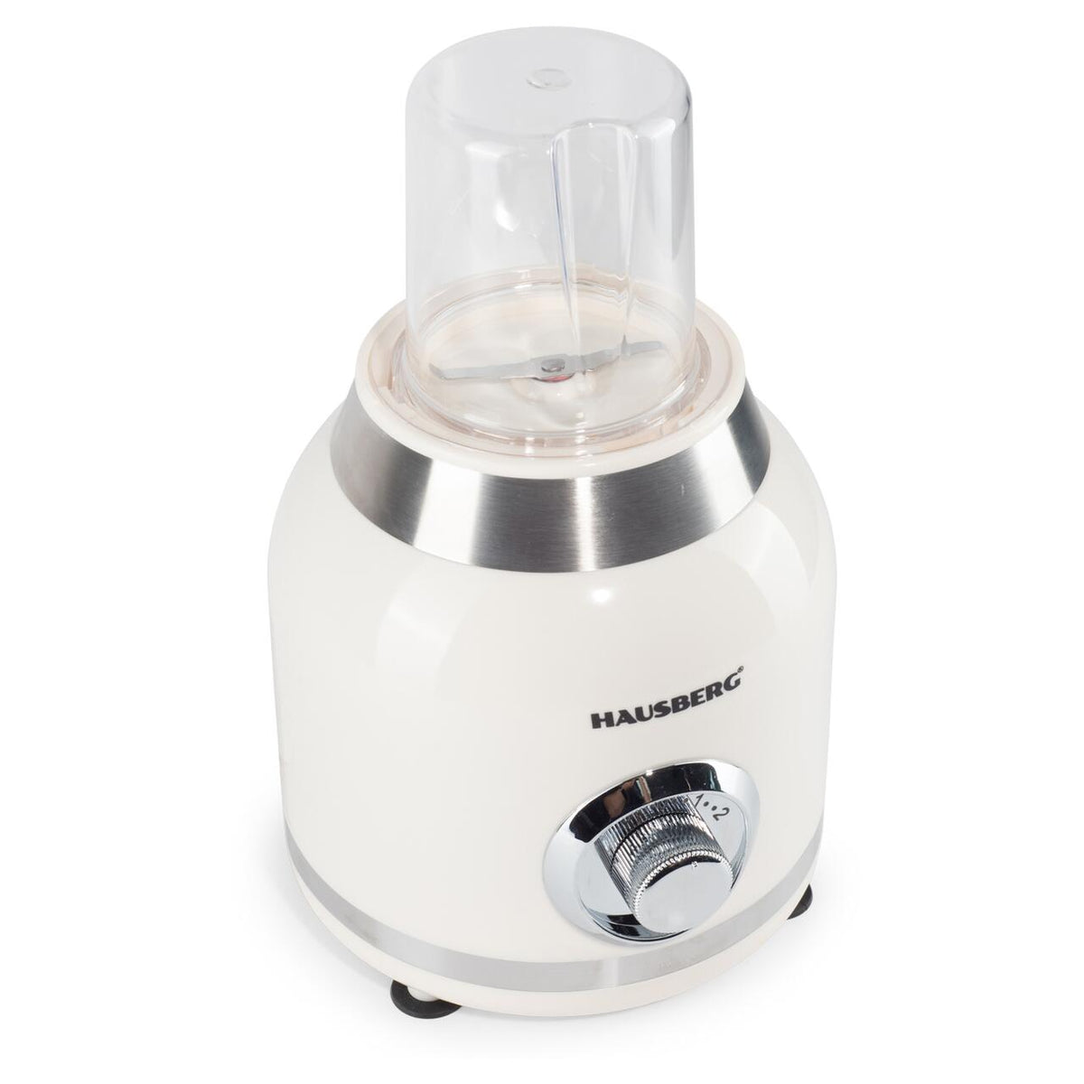 Hausberg HB-7773BEJ nagy teljesítményű 2 az 1-ben turmixgép, 400 W, 1,75 l űrtartalom, 300 ml-es darálóval, rozsdamentes acél pengék, bézs