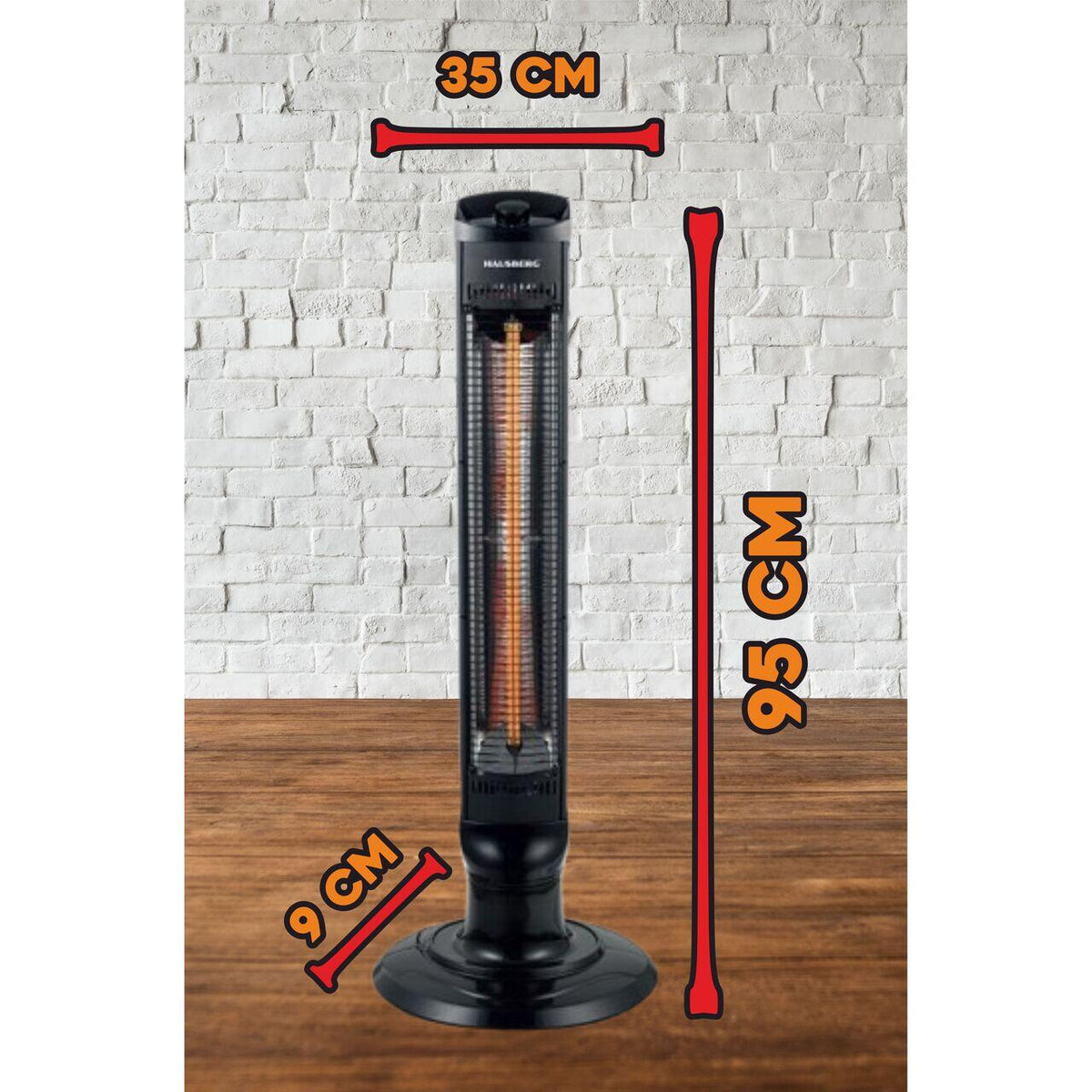 Turn HAUSBERG HB-8561NG elektromos radiátor, 1000W, 2 hőmérsékletfokozat, szénszálas cső, felborulás elleni védelem, oszcillálás, hordozófogantyú