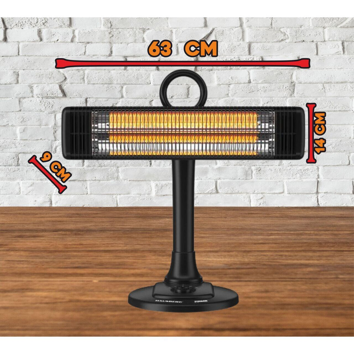 HAUSBERG HB-8565NG elektromos fűtőtest, 1000W, 2 fűtési fokozat, szénszálas fűtőcső, IP24 védelem, mechanikus termosztát, fém ház