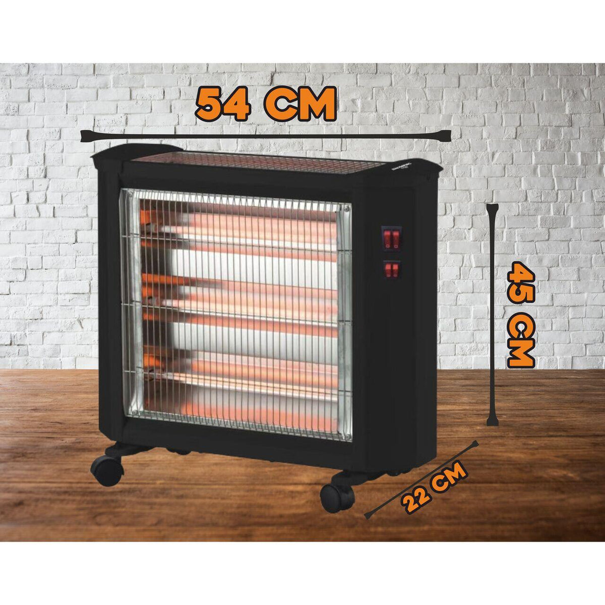 HAUSBERG HB-8800 kvarc elektromos fűtőtest, 1600W, 4 kvarccső, 4 teljesítményfokozat, felborulás elleni védelem