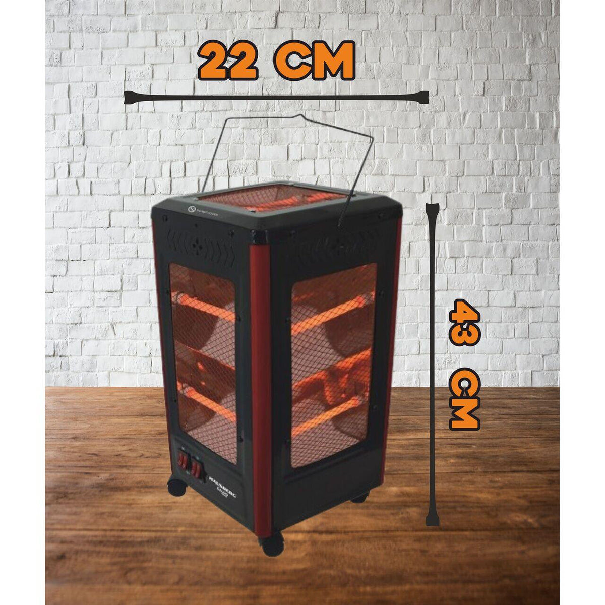 HAUSBERG HB-8802NG elektromos radiátor, 2200W, 5 teljesítményfokozat, 5 irányú fűtés, kerekek, hordozófogantyú, felborulás elleni védelem