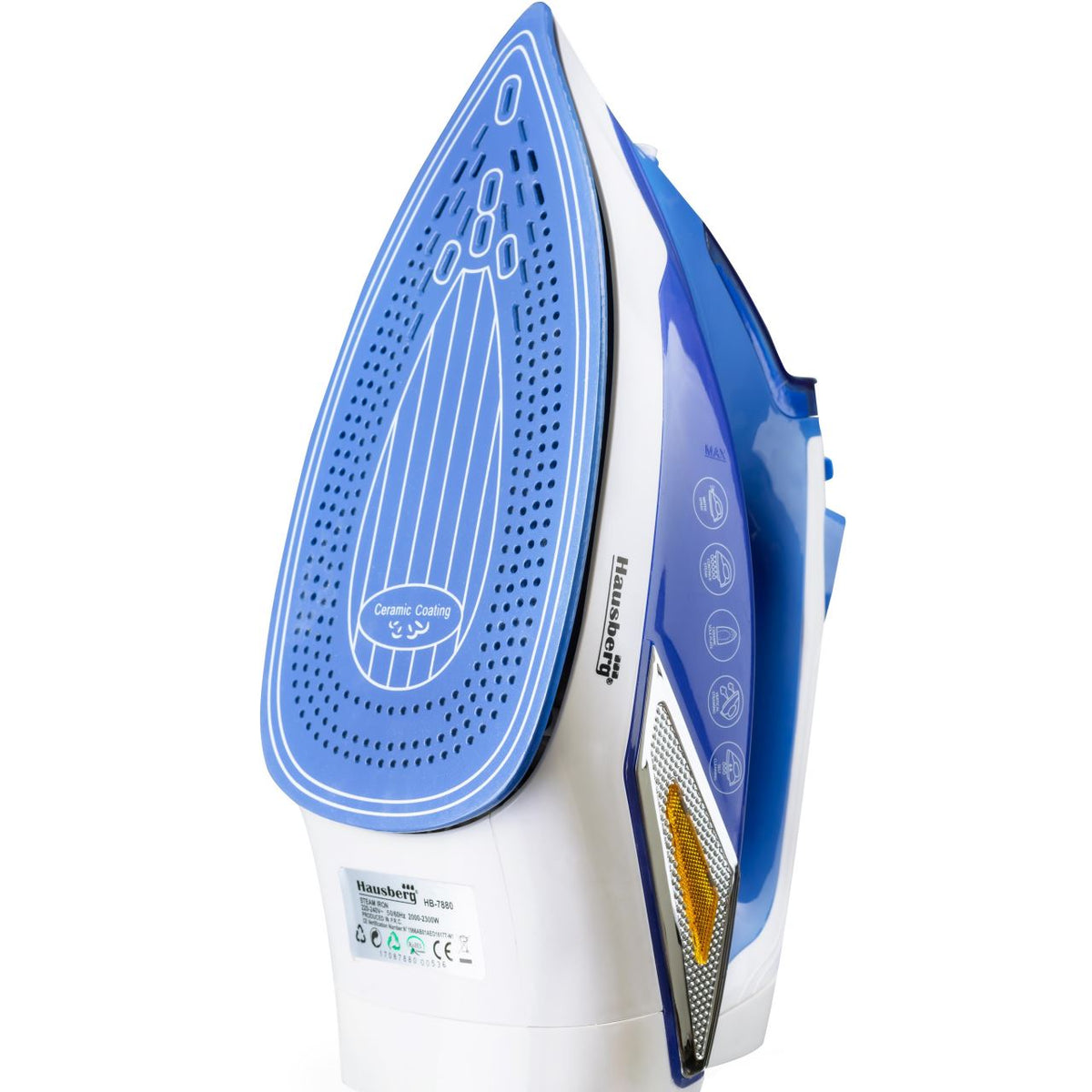 Hausberg HB-7880BL gőzölős vasaló, 2300W, kerámia bevonatos vasalótalp, 400 ml víztartály