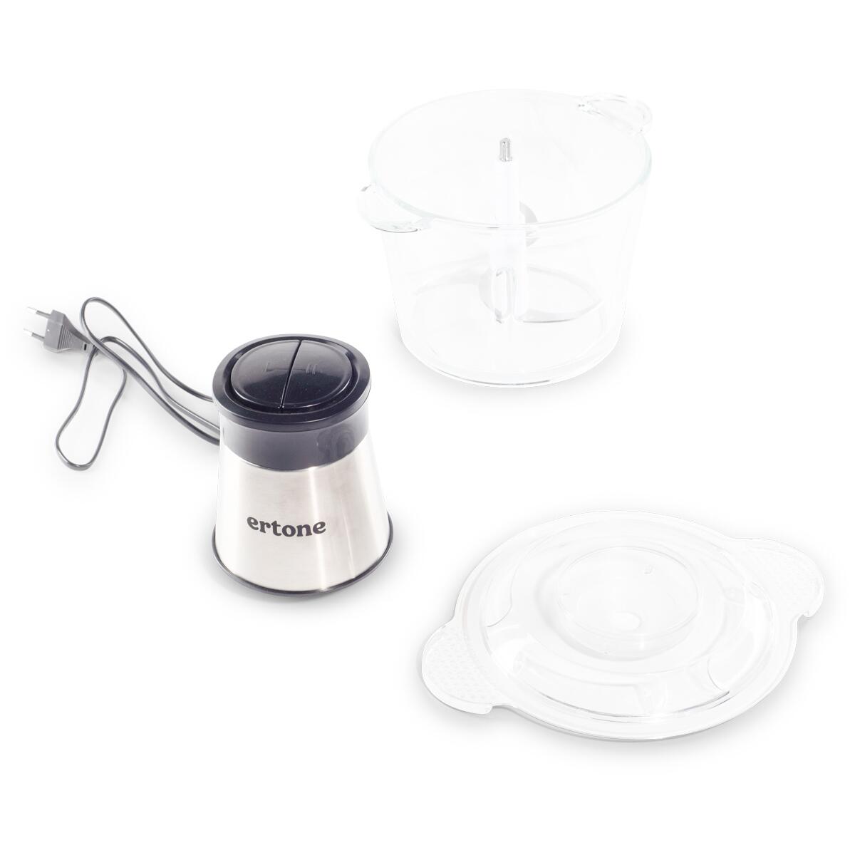 ERTONE ERT-243IN elektromos aprítógép, 500 W, 2 sebességfokozat, rozsdamentes acél tál, fekete/inox