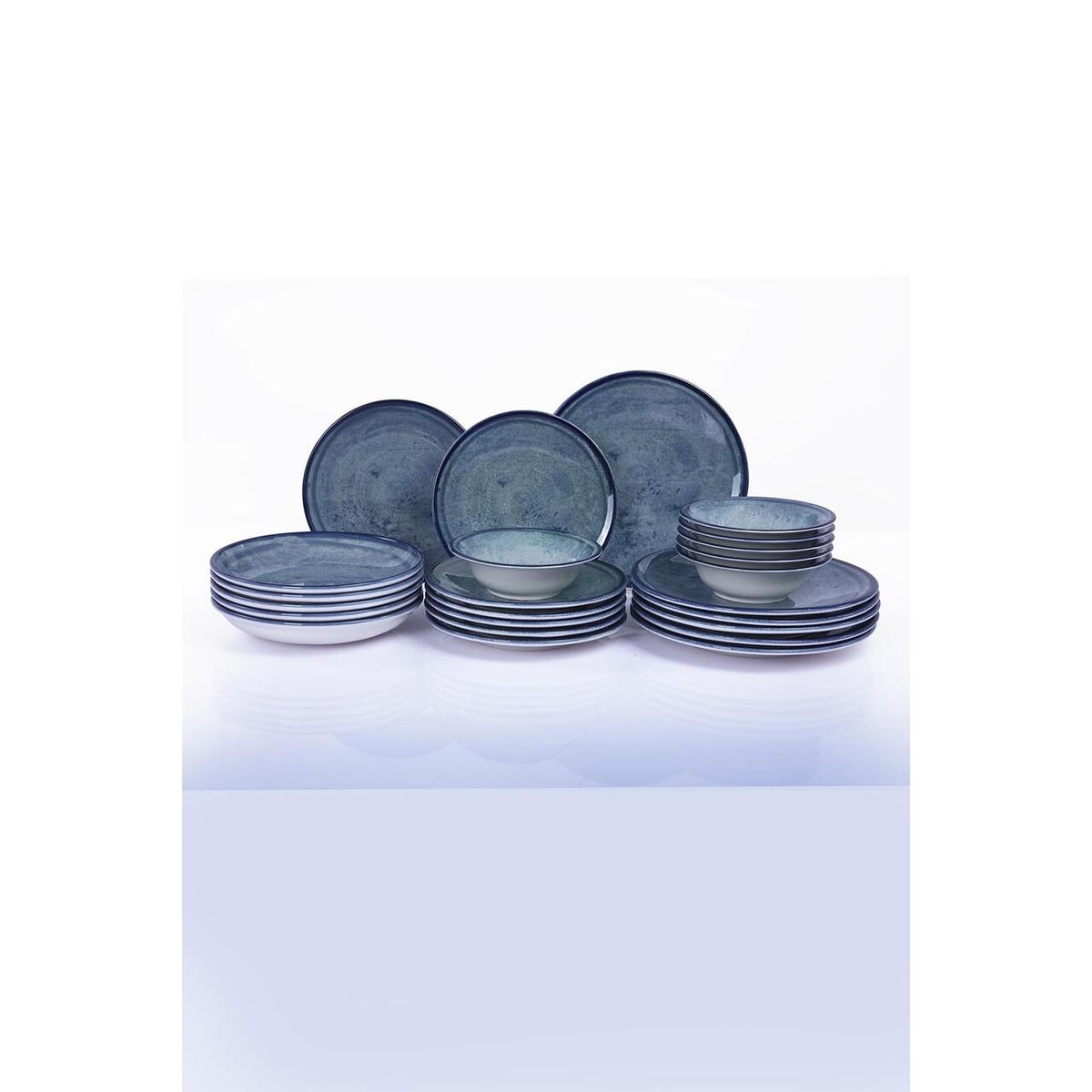 Kutahya Porselen Bone Teos 24 darabos étkészlet, 6 személyes, kék porcelán