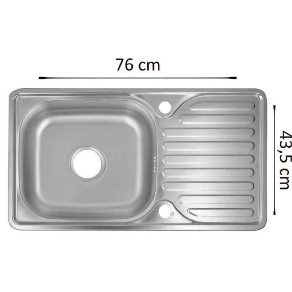 Sanitec C403REV konyhai mosogató, pultra szerelhető, szatén kivitel, megfordítható bal-jobb medence, 76x43,5cm, rozsdamentes acél