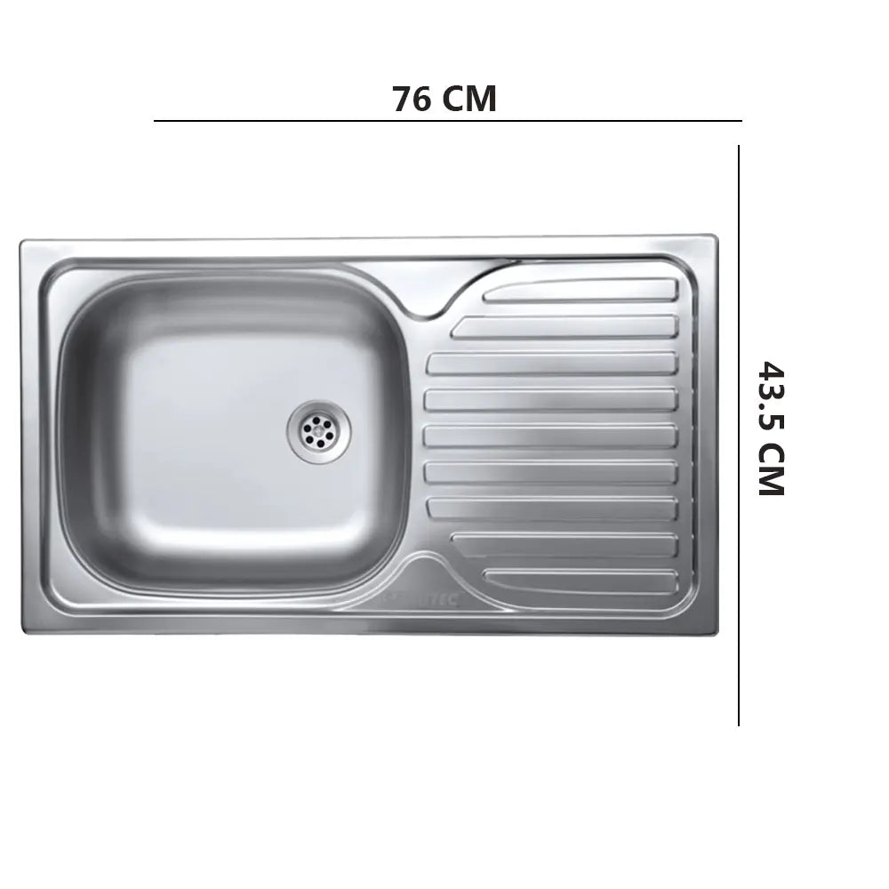 Sanitec C403S konyhai mosogató, pultba építhető, szatén kivitel, bal oldali medence, 76x43,5cm, Inox
