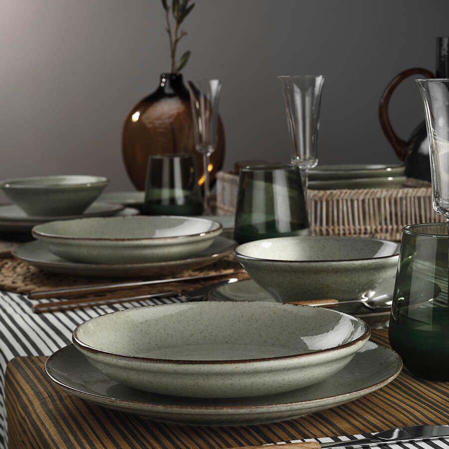 Kutahya Porselen Color-X 18 részes, 6 személyes porcelán étkészlet, zöld