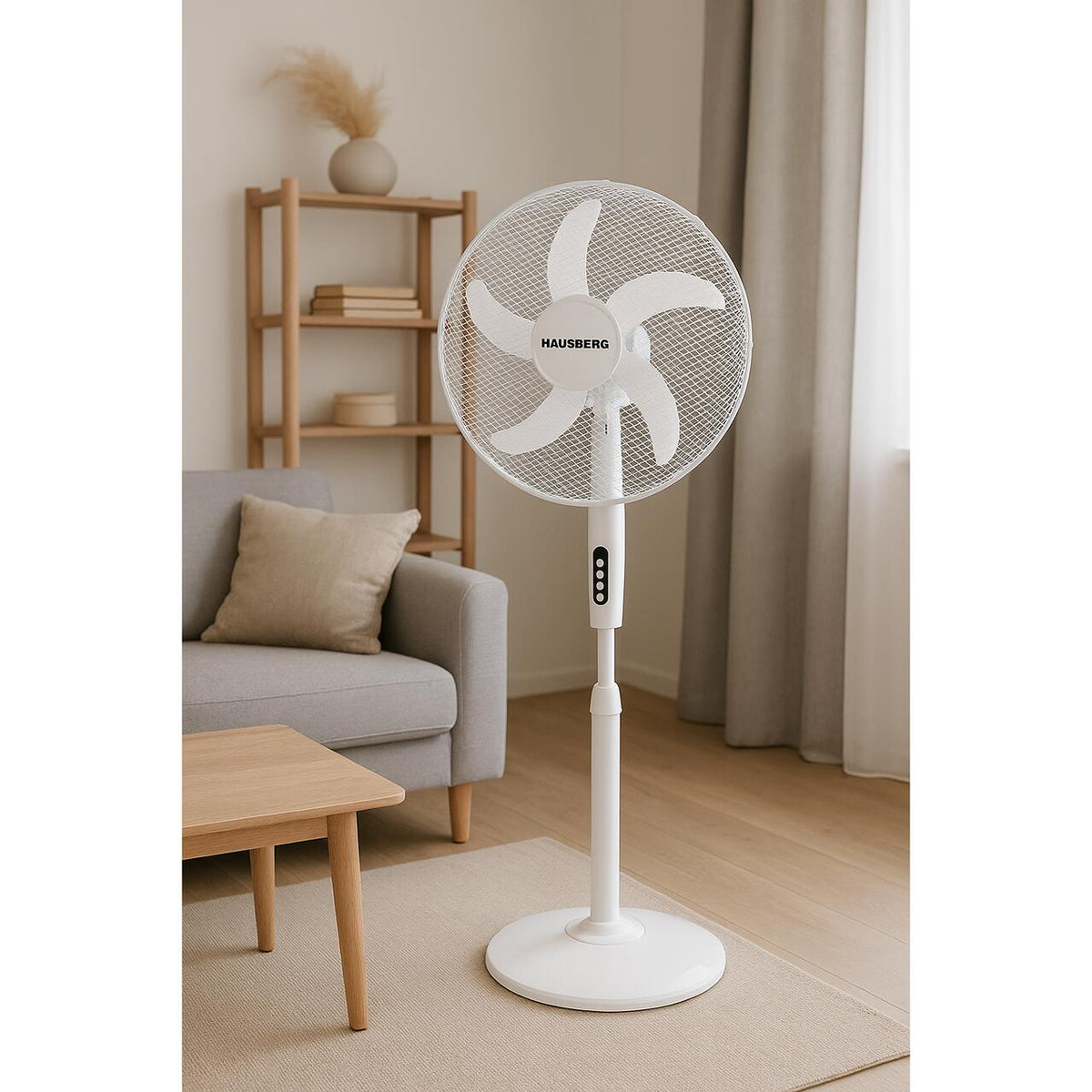 HAUSBERG HB-5870AB álló ventilátor, 55W, 46 cm, 3 sebesség, 60 perc időzítő, LED kijelző