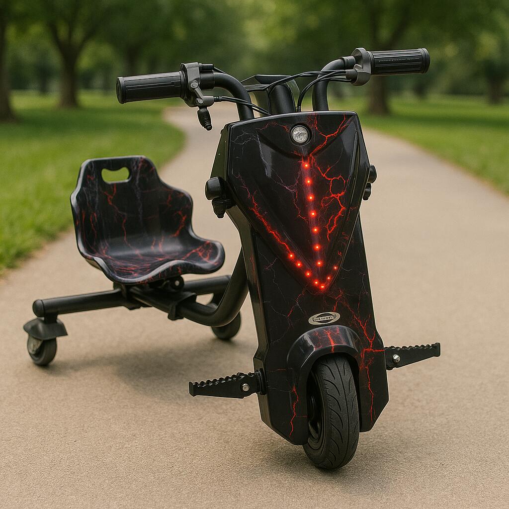 Hausberg HB-KD05NG elektromos drift tricikli, 8 hüvelykes, 250-300W motor, 3 sebesség, 10-15 km hatótáv, 15 km/h sebesség, fekete