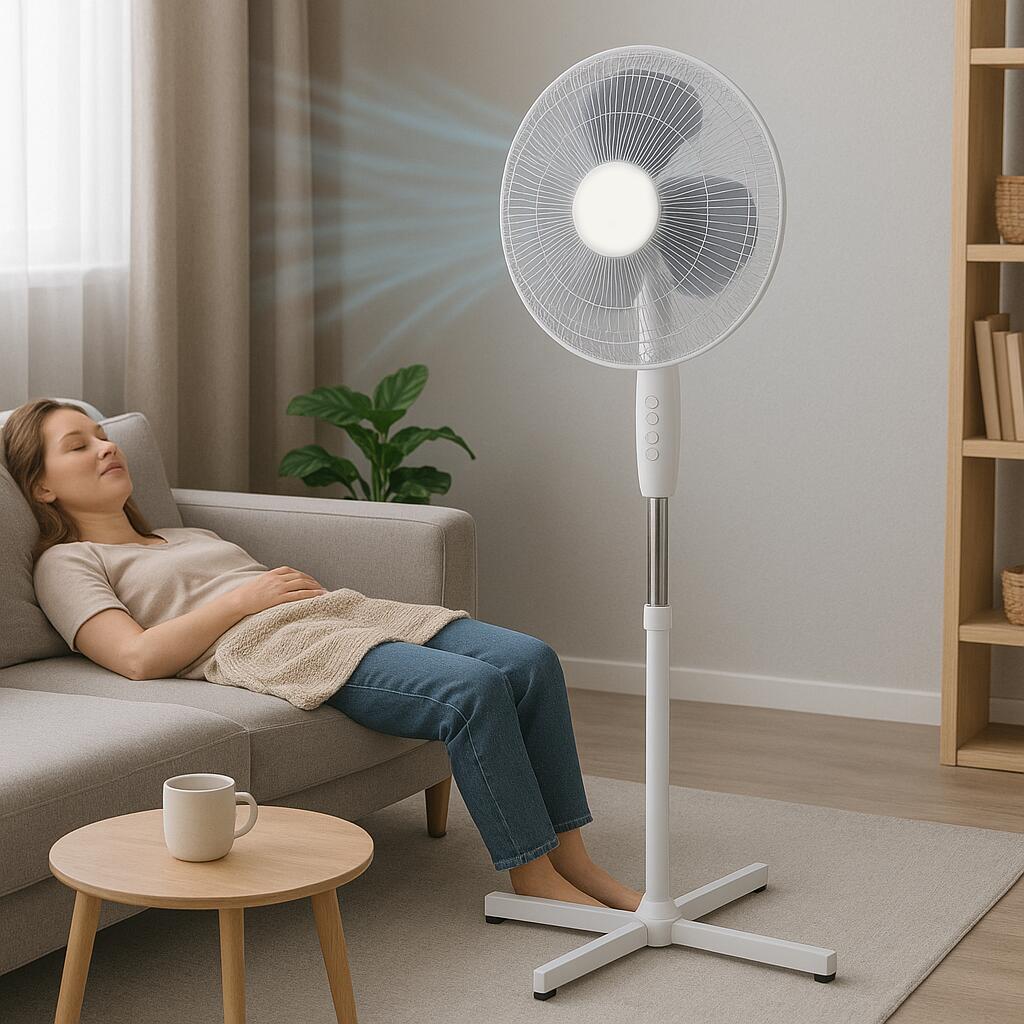 HAUSBERG XB-110 állóventilátor, 45W, 16 hüvelyk, 3 sebességfokozat, oszcilláló, állítható magasságú