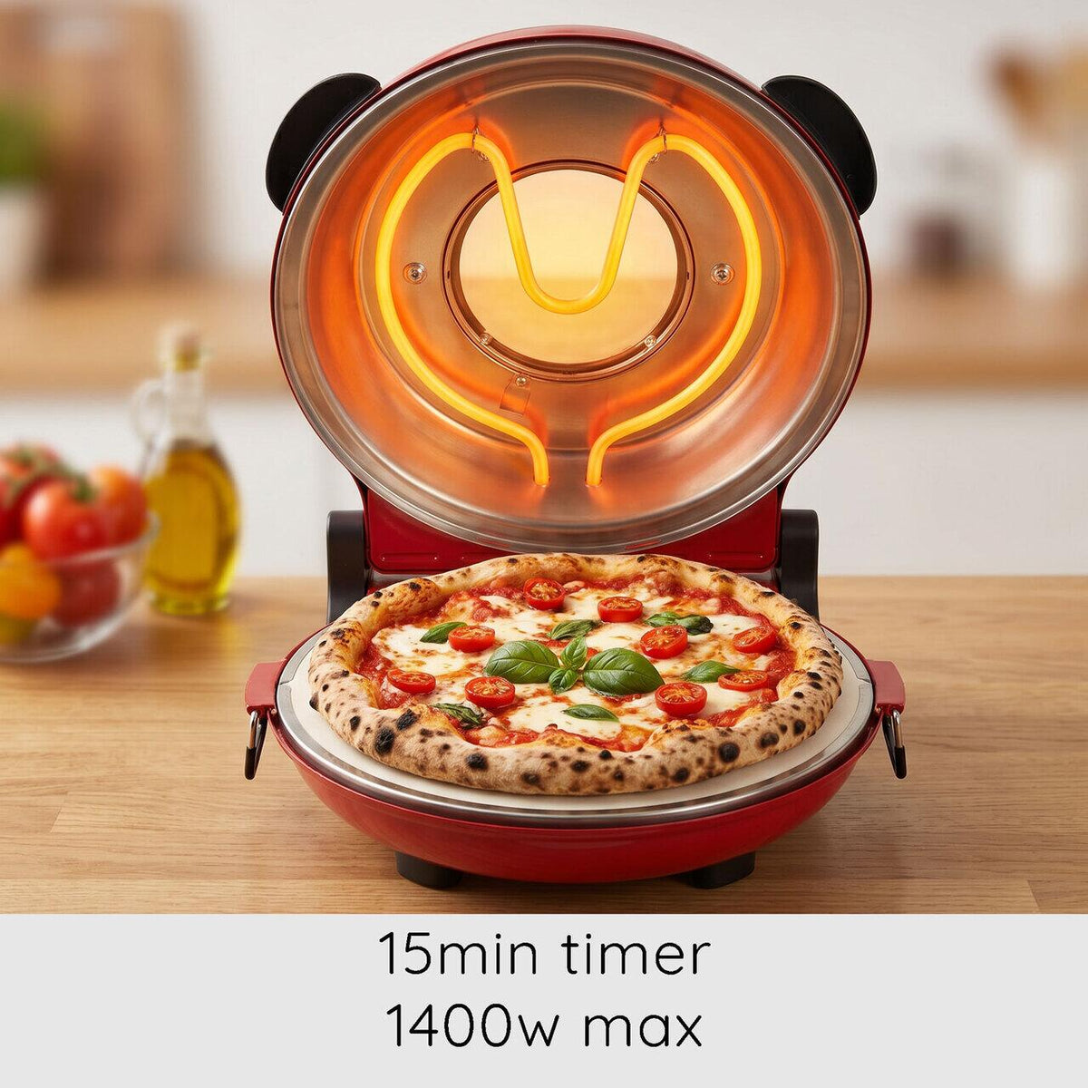 HAUSBERG HB-675RS XL különleges pizzakemence kő sütőfelülettel, termosztát 405°C-ig