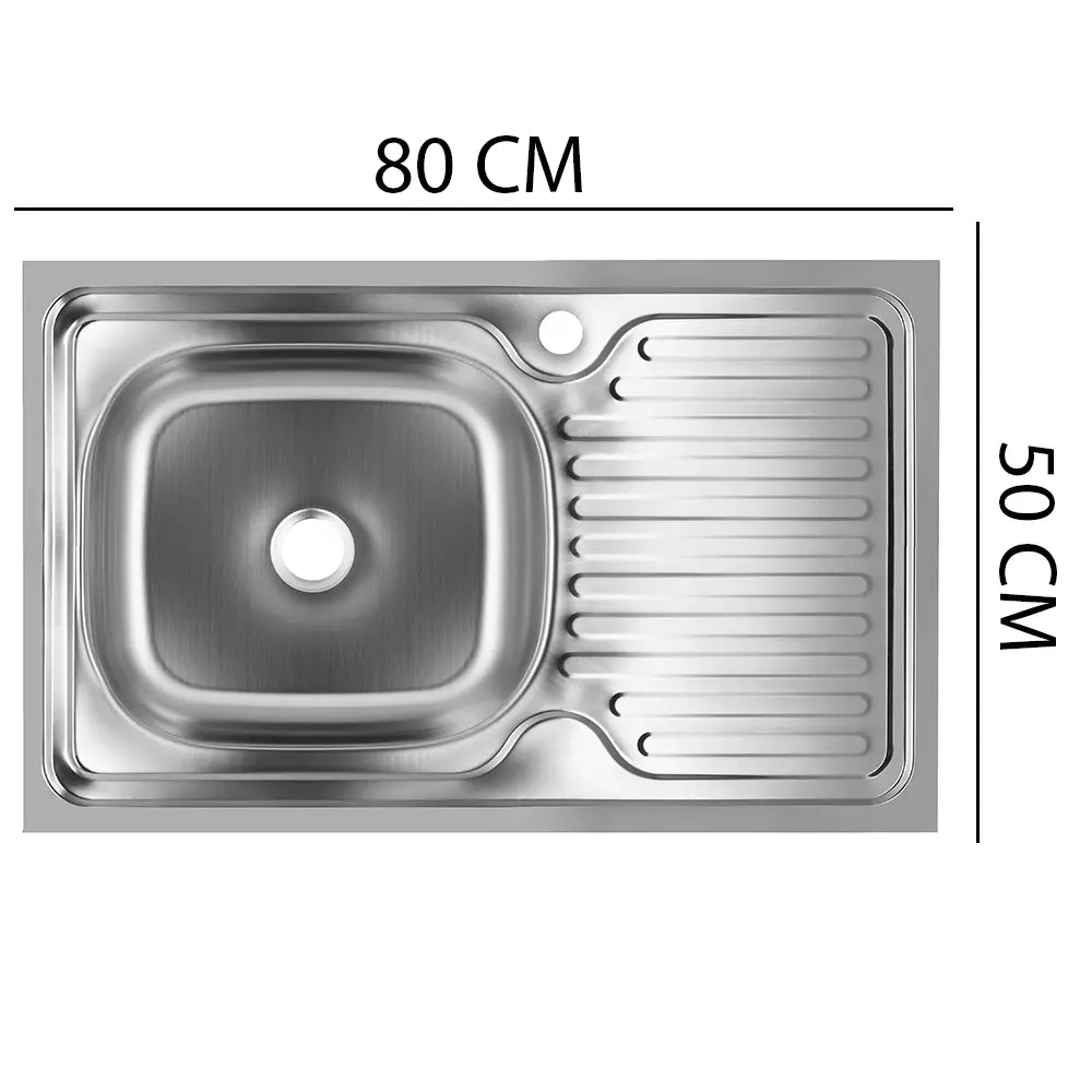 SANTEC EC-416/S mosogatótál, bal oldali medencével, 80x50 cm, 0.6 mm, rozsdamentes acél